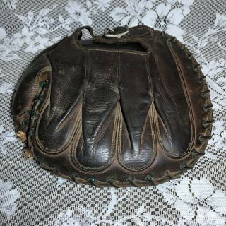 Antique 1940’s Leather Catchers Mitt Vtg Baseball Glove Sports Memorabilia 4
