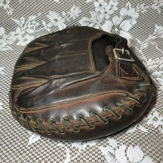 Antique 1940’s Leather Catchers Mitt Vtg Baseball Glove Sports Memorabilia 5