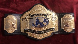 NWA WORLD TAG TEAM TITLE BELT RING WORN,  4 MM ZINC PLATES BEAUTY REAL DEAL 10