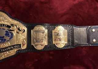 NWA WORLD TAG TEAM TITLE BELT RING WORN,  4 MM ZINC PLATES BEAUTY REAL DEAL 4
