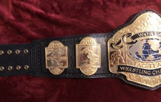 NWA WORLD TAG TEAM TITLE BELT RING WORN,  4 MM ZINC PLATES BEAUTY REAL DEAL 5