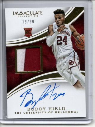 Buddy Hield Auto Jersey Logo Patch Rc /99 2016 Panini Immaculate Autograph Sp