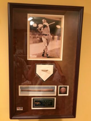 Ted Williams Game Limited Edition Game Bat Piece In Shadowbox Psa/dna