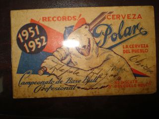 1951 - 52 Cuban Schedule And Records Booklet Polar Cerveza
