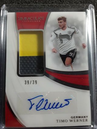 2018 - 19 Immaculate Soccer Timo Werner Auto Patch 39/39 1/1 Germany