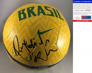 Ronaldinho Gaucho Signed Soccer Ball Fc Barcelona Brazil Brasil Psa/dna