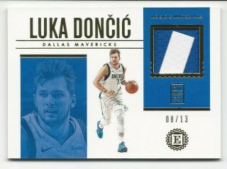 2018 - 19 Panini Encased Luka Doncic 2 Color Jersey Patch Rookie Card 8/13