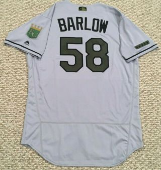 BARLOW SZ 46 58 2018 Kansas City Royals game Jersey issued Memorial Day 5 Star 3