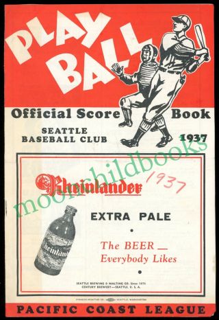 Vtg 1937 Seattle Indians San Francisco Baseball Pcl Scorebook Scorecard Program