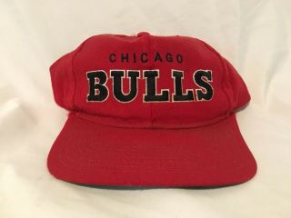 Vintage 90s Chicago Bulls Starter Arch Red Snapback Hat Cap 100 Wool