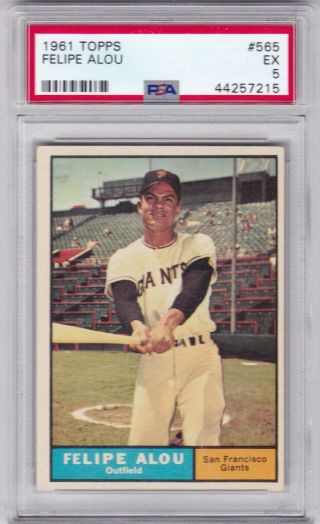 Rm: 1961 Topps Baseball Card 565 Felipe Alou Sf Giants - Psa 5 Ex