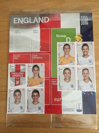 3 X Panini Womens World Cup 2019 England Update Stickers