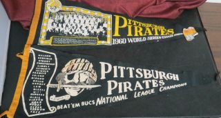 2 Vintage 1960 Pittsburgh Pirates Pennants World Series & National League Champs