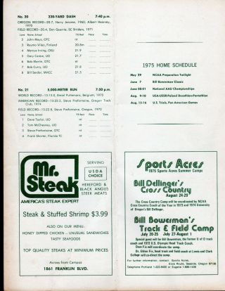 Original/RARE 1975 NCAA Prep Meet STEVE PREFONTAINE LAST RACE Program 4