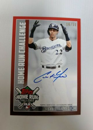 2019 Christian Yelich Topps Industry Home Run Challenge Autograph Card 16/50