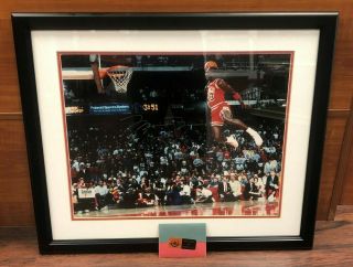 Michael Jordan Autographed Signed & Framed Slam Dunk 16x20 Chicago Bulls Uda