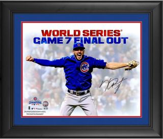 Kris Bryant Cubs 2016 Ws Champs Framed Signed 16x20 Out Photo & Suede Matting