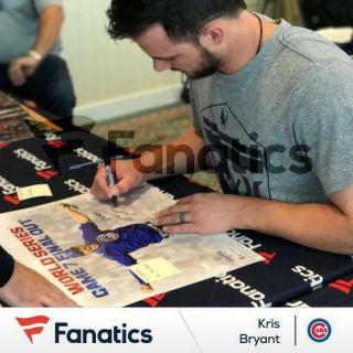Kris Bryant Cubs 2016 WS Champs Framed Signed 16x20 Out Photo & Suede Matting 2