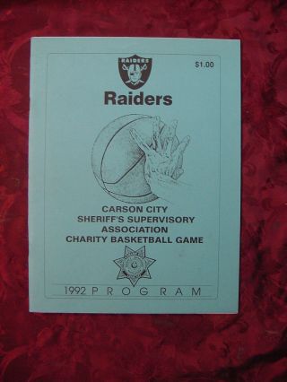 Carson City Sheriff Los Angeles Raiders Charity Basketball Game 1992 Program