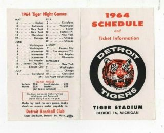 1964 Detroit Tigers Pocket Schedule,  Tiger Stadium