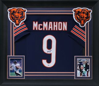Bears Jim Mcmahon Authentic Signed Navy Blue Framed Jersey Bas Witnessed