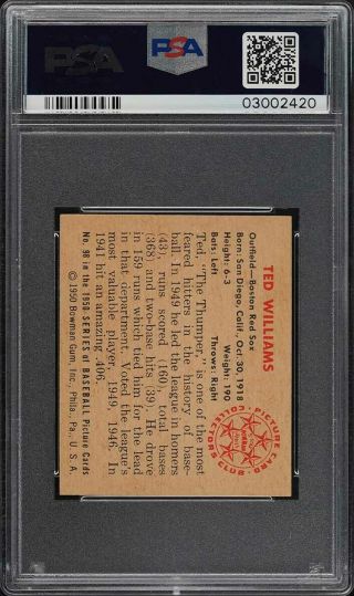 1950 Bowman SETBREAK Ted Williams 98 PSA 9 (PWCC) 2