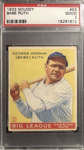 1933 Goudey Big League Chewing Gum R319 53 - Babe Ruth Psa 2
