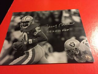 Jerry Rice Autographed B&w 8x10 Photograph - Rice Authenticated Sticker