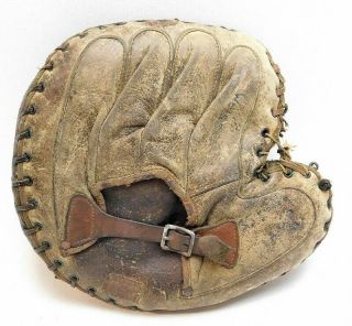 Old Antique 1910 Victor Wright & Ditson Leather Baseball Catchers Mitt Vintage