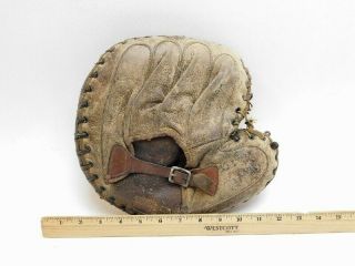 Old Antique 1910 VICTOR WRIGHT & DITSON Leather Baseball Catchers Mitt Vintage 4