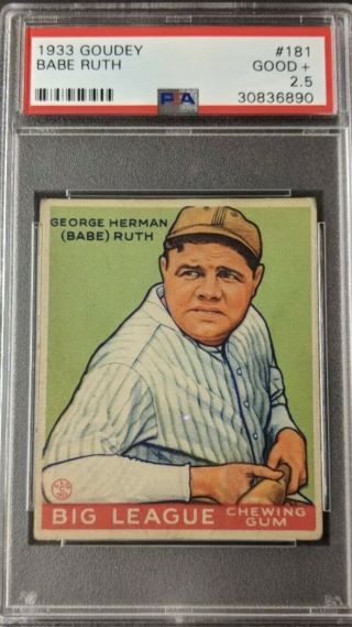 1933 Goudey R319 181 - Babe Ruth Psa 2.  5