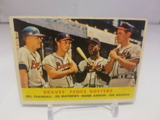 1958Topps 351 Braves Fence Busters:Hank Aaron Ed Mathews Joe Adcock Del Crandall 4