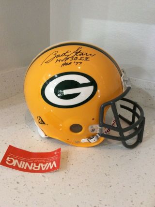 G B Packer Bart Starr Signed Full Sized Authentic Riddell Helmet Tristar 0168475