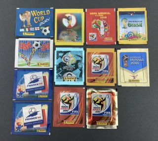 12 X Panini World Cup Football Packets - 94 98 02 06 10 14 And 18
