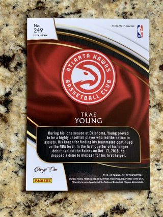 Trae Young 2018 - 19 Panini Select RC 1/1 Pink Prizm National Silver Pack True 1/1 2