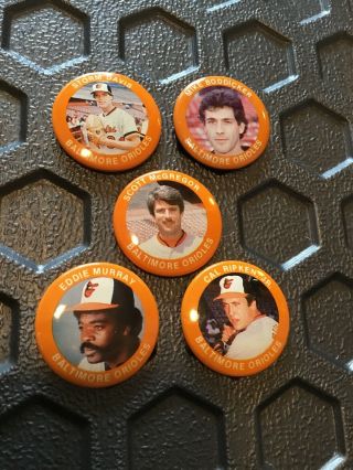 Vintage 1984 Fun Foods Baltimore Orioles Pin Button Team Set Ripken Murray
