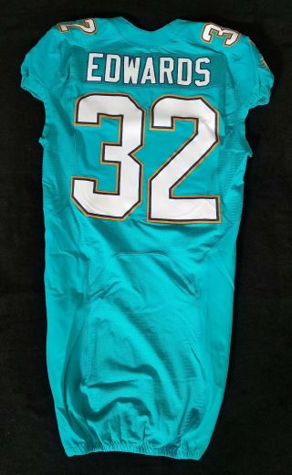 32 Edwards Of Dolphins Nfl Locker Room Game Issued Jersey W/50th Anv.  Patch