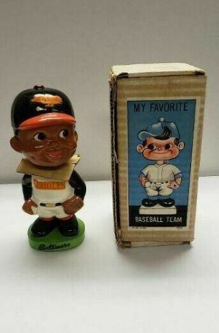 Vintage 1962 Baltimore Orioles Bobble Head Green Base With Box Japan