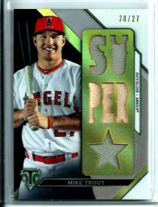 2016 Topps Triple Threads Mike Trout Game Bat/jersey Relic Sp 20/27 Angels