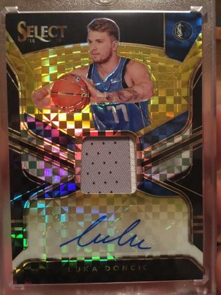 2018 - 19 Luka Doncic Select Gold Prizm Refractor Rpa Auto Patch 1/10 1/1 