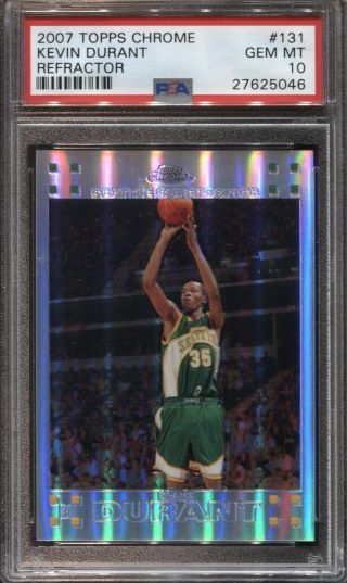 Kevin Durant Psa 10 2007 Topps Chrome 131 Refractor Rookie /1499 Nets 5046