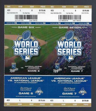 2015 World Series Ny Mets @ Kc Royals Full Baseball Tickets Games 6 & 7