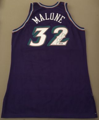 Karl Malone Autographed Utah Jazz Champion Authentic Jersey Uda Le 59/132