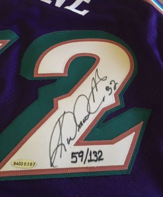 KARL MALONE Autographed Utah Jazz Champion Authentic Jersey UDA LE 59/132 4