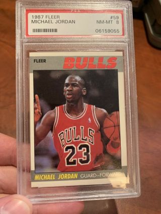 1987 Michael Jordan 59 Fleer Basketball Card Psa Grade 8 Near -