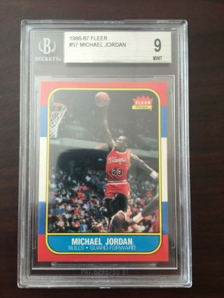 Michael Jordan 1986 - 87 Fleer Rc Bgs 9 Old Style Subs On Back All 9 Subs