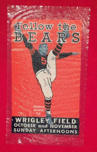 Antique 1941 Chicago Bears Schedule Decal With George Mcafee Early Nfl 1940 Old
