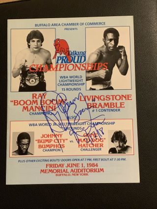 1984 Signed Ray Mancini V.  Livingston Bramble Vintage Boxing Program Psa A Must
