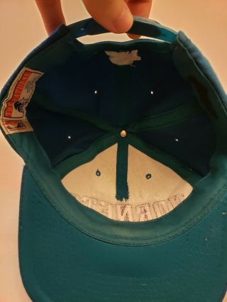 Vintage Charlotte Hornets NBA Starter Spell Out ARCH Teal Snapback Hat Cap 90s 3