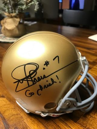 Joe Theismann Signed Auto Notre Dame Mini Helmet With 2 Inscriptions Redskins